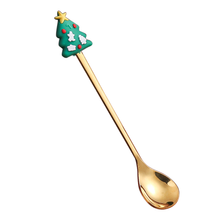 6-Piece Christmas Theme Cartoon Style Gold Stainless Steel Spoon Gift Set