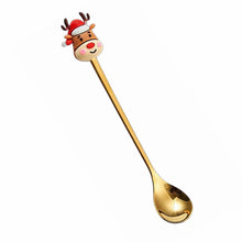 6-Piece Christmas Theme Cartoon Style Gold Stainless Steel Spoon Gift Set