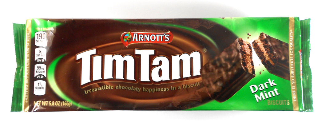 Arnott's Tim Tam DARK MINT Flavor Australian Chocolate Biscuit Cookies 7  Oz. X 3 Packs with Bonus Mini Hand Shape Silicone Tongs