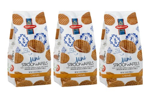 Dalemans Dutch Mini Caramel Stroopwafels Wafer Cello Bag 7.04 Oz. (Pack of 3)