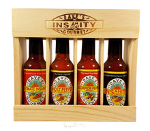 Dave's Gourmet Super Hot Sauce Insanity Wood Crate Gift Set 4-Pack / 5 Oz.