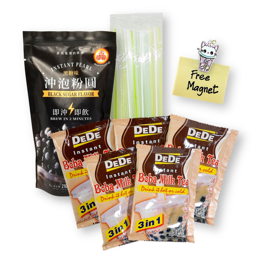 Milk+t - The Complete DIY Boba Tea Kit | Classic Black Boba Milk Tea, Straws Included, Partnered with Munchie Box