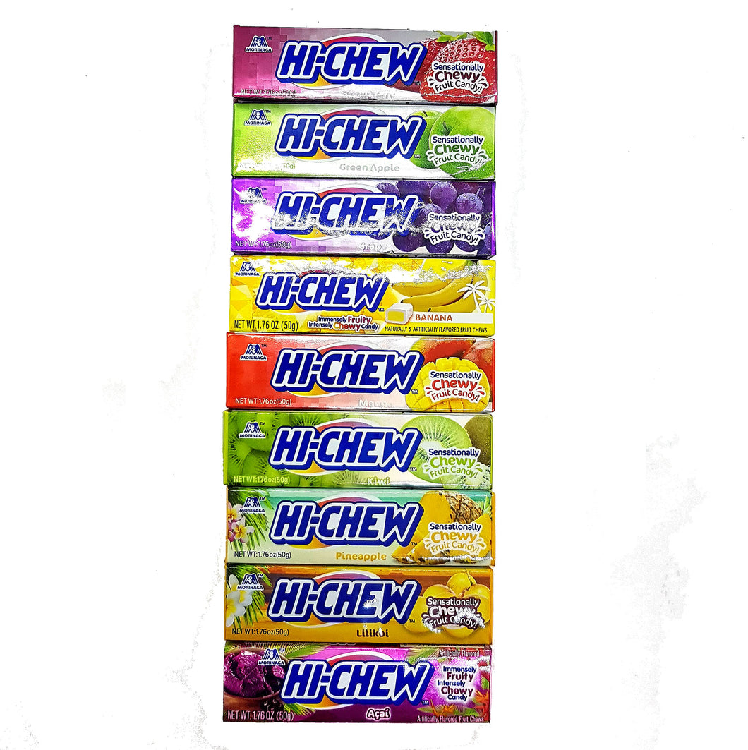 Hi-Chew Stick Chewy Fruit Candy by Morinaga 9 Assorted Flavors (Pack of 9)
