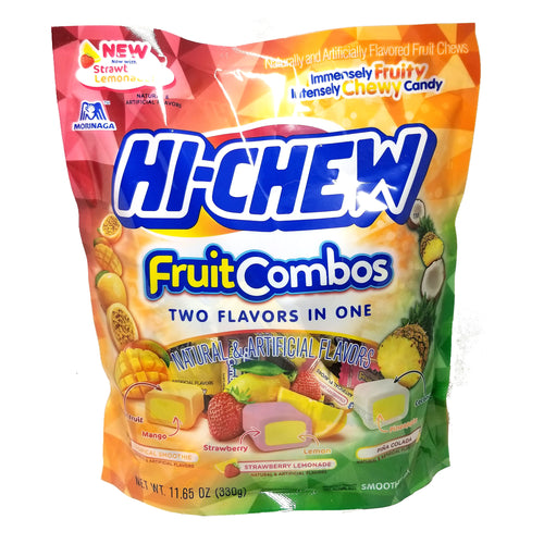 Hi-Chew FRUIT COMBOS Mix Two Flavors in One Chewy Fruit Candy 3 Combo Flavors Stand Up Bag by Morinaga 11.65 Oz. (330 g)