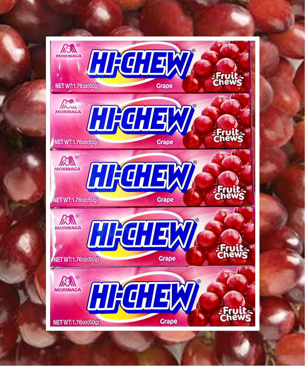 Hi-Chew Stick Grape Chewy Fruit Candy by Morinaga (Pack of 5)
