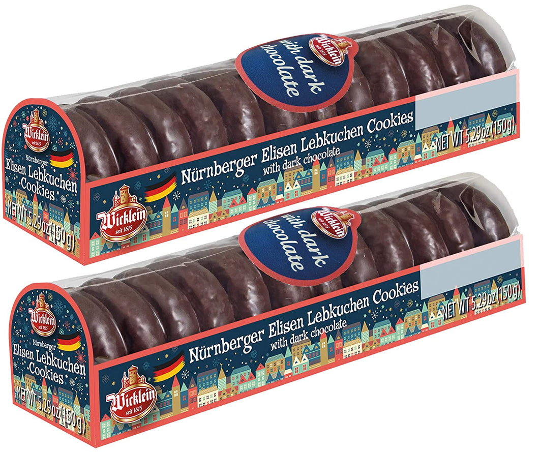 Wicklein Mini Nurnberger Elisen-Gingerbread Dark Chocolate Lebkuchen 5.29 Oz. /150 g.(Pack of 2)