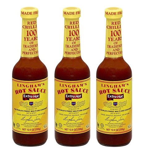 Lingham's Hot Sauce EXTRA HOT 12.6 Oz (Pack of 3)