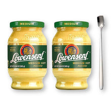 Lowensenf Medium Hot Mustard 10.05 oz.(285 g) 2-Pack with Stylish Stainless Steel Spoon