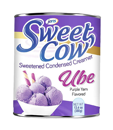 Jans Sweet Cow Ube Purple Yam Sweetened Condensed Milk Creamer 13.4 Oz. Factory Case (Pack of 24)