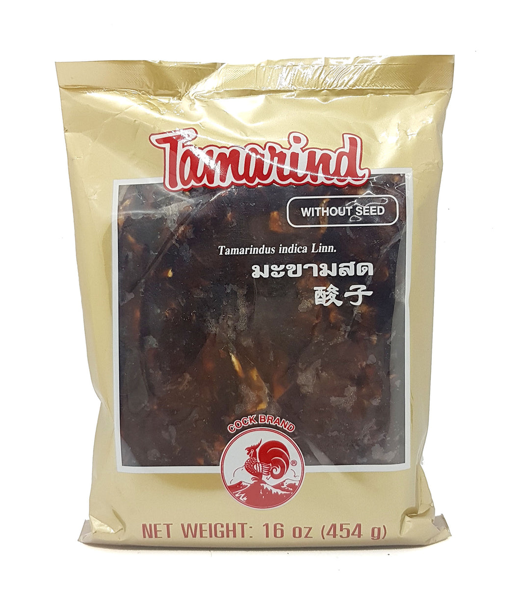 Thai Wet Sour Tamarind Pulp Block Seedless by Cock 16 Oz. (Pack of 2)