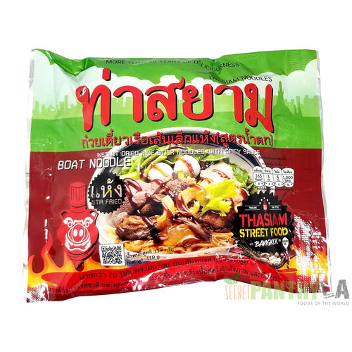 ThaSiam Boat Noodles Nam Tok Instant Dried Rice Stick Noodles with Spicy Sauce 119 g. (Pack of 2)