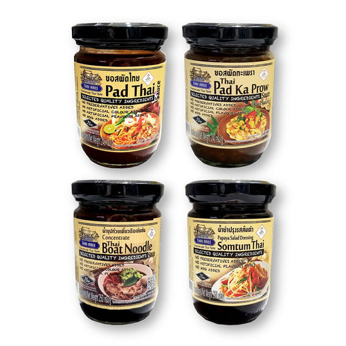 Thai Aree Sampler Set 4 Most Popular Thai Dish Sauces 240 G. Each (Pack of 4)