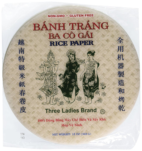 Vietnamese Spring Roll Rice Paper Wrappers by Three Ladies 12 Oz. (Pack of 2)