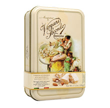 Vergani Soft Nougat "Torrone" Candies with Roasted Almonds and Hazelnuts Vintage Gift Tin 3.52 Oz. (100 G)