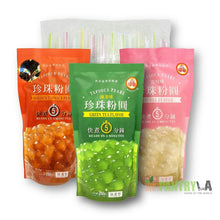 WuFuYuan Boba Tapioca Pearls 3 Variety (Golden, Lychee, Green Tea) and 25 Jumbo Straws Set for Bubble Tea