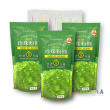 WuFuYuan Green Tea Boba Tapioca Pearls 8.8 Oz X 3 with 25 Boba Straws Individually Wrapped