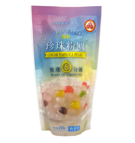 WuFuYuan Color Boba Tapioca Pearls Ready in 5 Mins 8.8 Oz X 36 (Factory Case)